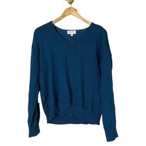 CANDACE CAMERON BURE Drop Shoulder Open Weave Sweater Peacock XS